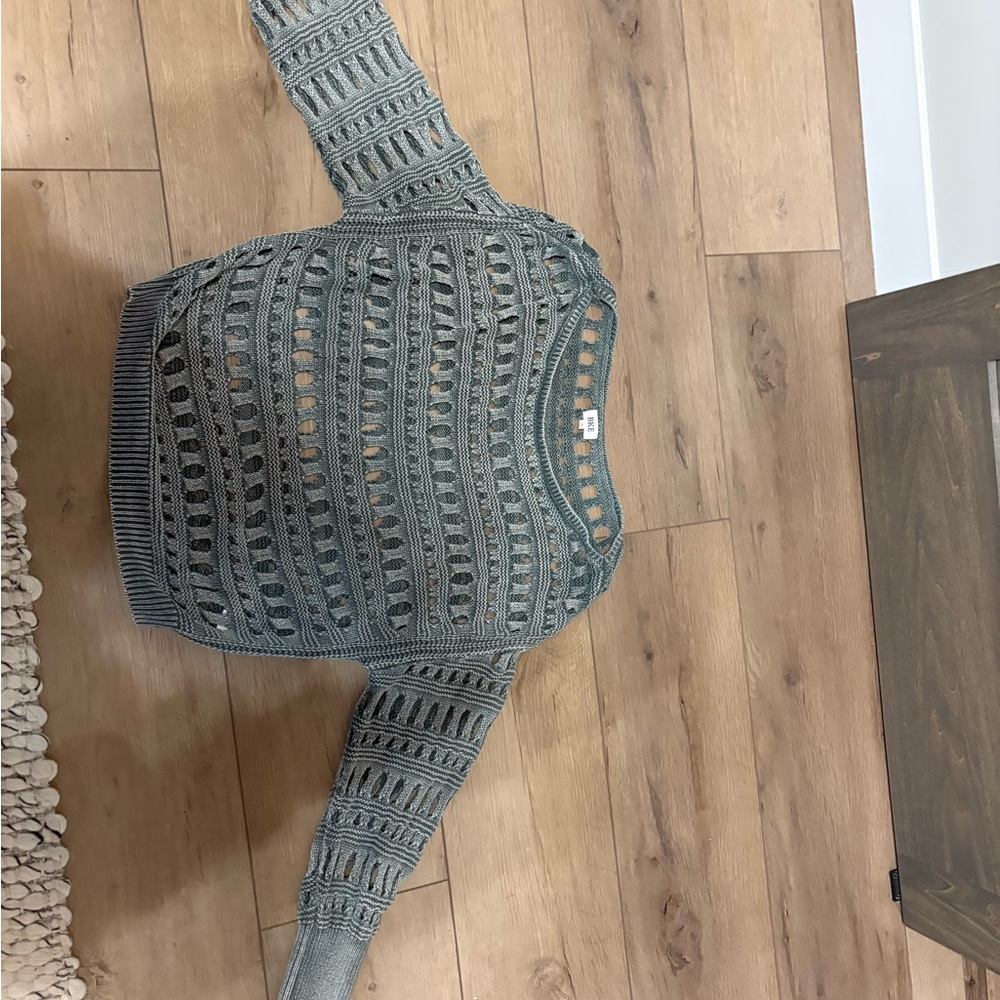 BKE Gray Open Knit Sweater
